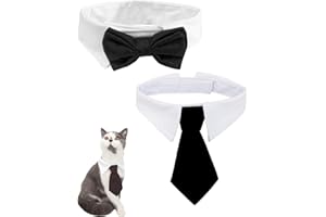 QLEUIFT 2 PCS Papillon Cane, Papillon per Cani e Gatti, Collare per Smoking Nero, Taglia S, 24-29 cm, Nylon Cotone