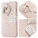 Produktbild L-FADNUT for iPhone 7 Fall,iPhone 8 Fall, Bling Schmuck Kristall Strass Flip PU Ledertasche, 3D Love [Magnetische Diamant-Schnalle] mit Ständer Wallet Card Holder füriPhone 7/iPhone 8 -Roségold