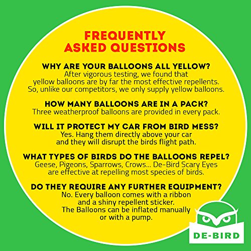 De-Bird – Ballons mit Augen zur Vogelabwehr – Vogelschreck für Tauben, Spechte etc – Wirksam und unschädlich - 7