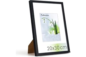 Feihorrm Bilderrahmen, 20x30 cm Fotorahmen aus Eiche, Mit gehärtetem Glas, Für 20x30 cm-Fotos ohne Passepartout oder 12x17 cm-Fotos mit Passepartout, Fotorahmen aus Massivholz (Schwarz, 20x30 cm/ 1x)