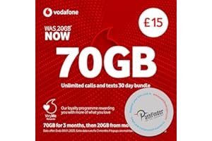 PATHFINDERGTM LTD Vodafone Pay As You Go Sim Card - £15 for 70GB Data (Pathfinder Retail Pack with exclusive offers)