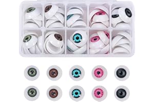PH PandaHall Animal Eyes, 60pcs 5 Colors 20mm Plastic Eyeballs Half Round Bear Eyes for Halloween Eyes Scary Eyes Eyeball Horror Props Bear Making