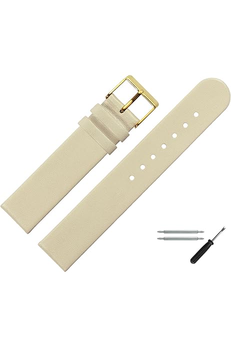 MARBURGER Uhrenarmband 20mm Leder Schwarz Silber - Montage Set  