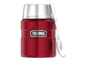 Thermos Stainless King Food Jar 0,47 l, Contenitore Termico in Acciaio Inox con Cucchiaio, Caldo per 6 Ore/Freddo 24 Ore, Assolutamente ermetico per zuppe, Cereali, Contenitore Termico per Cibo,