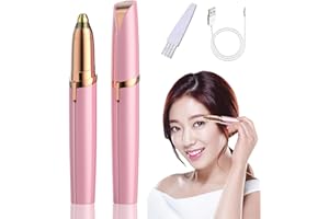 PEIXIONG Eyebrow Hair Remover,Electric Eyebrow Trimmer with LED Light,PainlessPrecision Portable Eyebrow Razor for Women Face with USB Interface,Rechargeable Eyebrow Epilator for Lips Nose Chin(Pink)