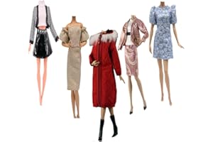 LANCE HOME Ropa y Accesorios para Muñecas, 5 Conjuntos Moda Abrigo de otoño Vestidos Pantalones Zapatos Sombrero Rompevientos para 29cm Muñecas Accesorios Bebé Regalos (C)