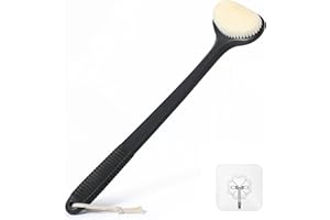 ZARCKER Rücken-Körperschrubber-Bürste für Dusch-Peeling, Duschbürste für Körper, Körper-Rücken-Fuß-Peeling-Peeling mit langer Reichweite und rutschfestem Griff, für Männer und Frauen (43cm Schwarz)