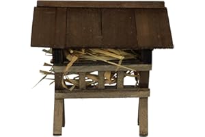 ZICOM Nativity Accessories Feeder 10 x 10 x 10.5 cm Wood - Authentic Miniature Feeder for Nativity Scenes