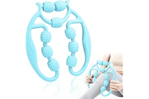 OUXAYAPL Rullo Massaggiatore Anticellulite per Gambe e Polpacci, Rullo Muscolare 3D con 9 Ruote Massaggianti per Collo Spalla, Massaggiatore Muscolare Fitness, Rotazione 360 Gradi Senza Intoppi (Blu 9)