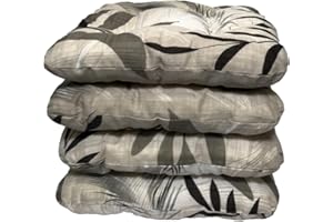 KATEX COLLECTION Katex 4er Set Sitzkissen 38x38 cm Sitzpolster Stuhlkissen Outdoor & Indoor Kissen Weiche Kissen für Gartenstühle, Kissen mit 8cm Schaumstoff Polsterung - Hergestellt in Polen (beige Blätter)