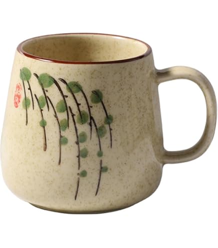 YUANstore Tazza Da Caffè Vintage Giapponese In Ceramica 380ml - Con Coperchio E Cucchiaio, Regalo Creativo - 4