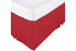 EGYPTO BEDDING EGYPTO Polycotton Base Valance Bed Sheet, Pleated Styling - 16" EXTRA DEEP Valance (FIT OVER BASE) (Double Bed Pleated Valance, Red)