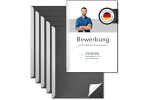 STRATAG Klemmschienen-Bewerbungsset Start Basic (Schwarz, 3 Stück) mit transparentem Deckel aus PP Kunststoff sowie Binderücken aus robustem 290 g/m² Karton Lederstruktur (3 Bewerbungsmappen Schwarz)