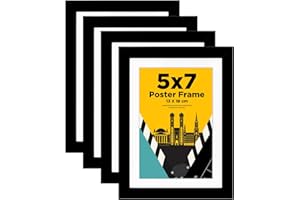 Egofine Picture Frame, 13 x 18 cm, Sturdy Wood Composite Photo Frames with Real Glass, for 10 x 15 cm Photos with Mat, Horizontal or Vertical for Wall Hangings or Table Decoration, Set of 4, Black