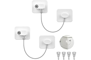 AiQInu Zamek do lodówki, bez wiercenia, zabezpieczenie okna dla dzieci, z 4 kluczami, zabezpieczenie okienne dla dzieci, do lodówek, pralek, szafek, okien (2 szt.)