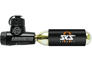 SKS Germany AIRBUSTER CO2 Fahrradpumpe für Wettkämpfe (CO2 Luftpumpe, mit Druckdosierventil & Drehdosierer, inkl. Kälteschutz