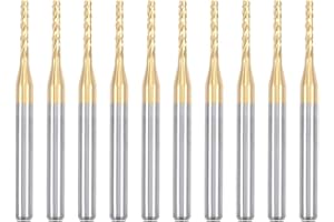 sourcing map 10Pcs 1.5mm Titanium Coat Carbide End Mill Engraving Milling Cutter CNC Router Bits for PCB Machine, 1/8" Shank