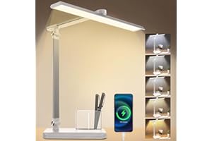 MROOYI Lampada da Scrivania a LED Protezione Degli Occhi, lampada Led Scrivania Touch Control Pieghevole per cameretta,ufficio, con porta di ricarica USB, 5 Colori e 10 Livelli di Luminosità