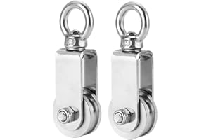 KIMUWOTE Umlenkrollen mit 2 Kugellager, 2 Stück 48mm U-Typ Fitness Umlenkrollen für Seile Stahlseil, Riemenscheibe Flaschenzug Blockseilrolle Edelstahl 304 für Seile Stahlseil, Tragkraft 250kg