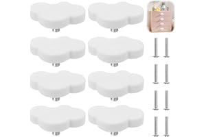 LOEPENLE 8 PCS Wolkenform Schrankknöpfe fur Kinderzimmer,Cartoon Form Schubladengriff,Möbelknöpfe,Kommodenknöpfe mit Schrauben,Schubladen Knöpfe,Möbelknöpfe Schubladengriffe,Knauf Für Schränke Möbelgriff Weiß