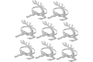 BESTOYARD Serviettenring Silber Hirsch Elch Form Serviettenhalter für Gedecke Hochzeit Abendessen Familientreffen 8 Stück (Silber)