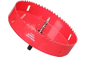 IHOMEPARK Seghe a Tazza Bi-Metallica 165mm, M42 HSS Sega A Tazza Trapano Punta Elicoidale Foro per Iron Alluminio, Legno, Cartongesso, Tubi, Plastica, Pannelli di Fibra/Rosso