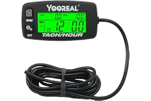 Yooreal Tachymètre numérique compteur horaire,Alerte d’entretien,Batterie remplaçable pour tracteur de pelouse Générateur Mini Vélo Tronçonneuse ATV Moteur hors-bord Motoneige (HM032B Noir)