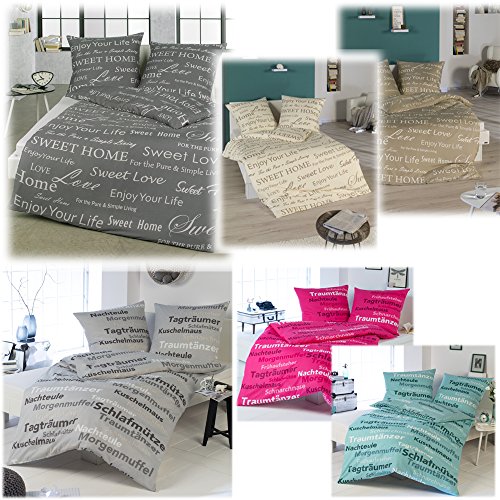 JEMIDI Moderne Bettwäsche Garnitur Bettgarnitur Bettwäschegarnitur 135cm x 200cm (Grau) - 3