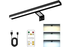 Cimsfcor Lampki do Obrazów - Ładowane, Czarne, 30 cm, 1,8 W, Magnetyczne, Bezprzewodowe, Ściemniane z Pilotem, do Wyświetlania Dzieł Sztuki