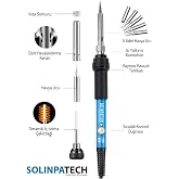 SOLINPATECH 60w Isı Ayarlı Seramik Rezist&ouml;rl&uuml; Kalem Havya Lehim Makinesi Ve 5 Adet Havya Ucu Seti