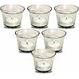 Pure Source India White Glass Votive Candle Holders, White Tealight Candle Holder for Wedding Home Table Centrepiece Decorations (6pcs)