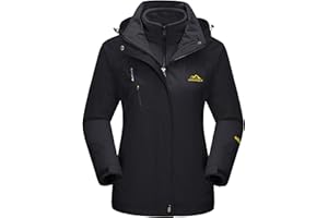 TACVASEN Women's 3-IN-1 Jackets Waterproof Fleece Jacket Outdoor Skiing Snowboarding Coat