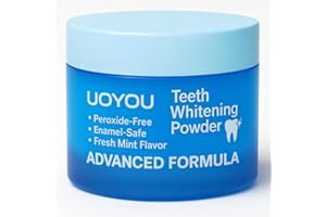 Teeth Whitening Powder - Peroxide-Free, Enamel-Safe & Sensitivity-Friendly - 6-Month Supply - Remove Coffee/Tea/Wine & Smoking Stains - Cool Mint - UOYOU Tooth Whitener 30g