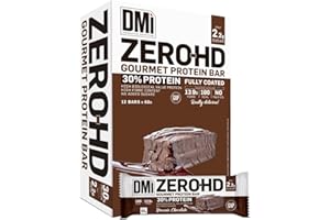 DMI INNOVATIVE NUTRITION DMI Barritas de Proteína ZERO-HD GOURMET PROTEIN BAR 12 x 60g - Snack Alto en Fibra y Bajo en Grasas - Barra Saludable Sin Azúcar Sin Aceite De Palma (Chocolate Brownie)