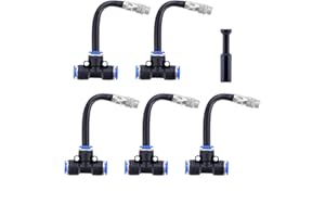 Lpraer 5 Stücke Nebeldüsen Sprühnebel T-stück Verbinder mit 10cm verstellbare Messing Wasserrohr Sprühdüse Sprayer Sprinkler T-Steckverbinder Ersatzköpfe für Outdoor Bewässerungssysteme