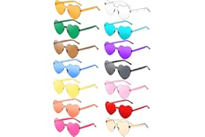 Daover 14 Paar Herz Sonnenbrille, Bunte Herzbrille Partybrille, Bonbonfarbene Gläser, Hippie Brille für Geburtstagsfeier, Fasching, Karneval, Malle, für Kinder