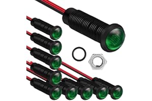 Gebildet 10Stück LED-Kunststoff-Kontrollleuchte, 110–220V, Montagelochgröße 6mm (grün)
