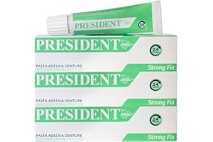 President KIT 3 PEZZI DI PASTA ADESIVA DENTURE. Fissaggio Forte della dentiera, Presa Rapida, Adesione duratura. Evita le infiltrazioni di cibo, infiammazioni e alitosi. Non irrita le gengive - 3x20g
