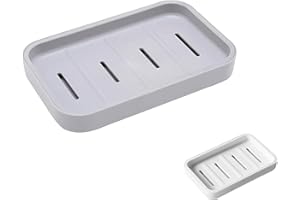 Senshuomy Soap Box, Soap Dish, Soap Dishes for Bathroom, Plastic Draining Soap Dishes, Plastic Draining Soap Dishes, Keep Soap Dry, for Shower Bathroom Kitchen Easy Cleaning (Grey)
