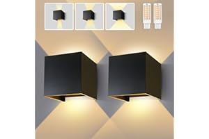 Lureshine 2 Pack Applique Murale Exterieur Angle de Faisceau Réglable LED G9 Lampe Exterieure Murale Aluminium Blanc Chaud 3000K Lampe Exterieur Intérieur/Extérieur Convient pour Couloir Salon（Noir