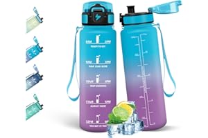 HoneyHolly Botella Agua, 500ML, A Prueba de Fugas Cantimplora, Libre de BPA Botella Agua para Niños, con Marcador de Tiempo, Cantimplora para Correr, Trabajar, Ir a La Escuela, Andar en Bicicleta
