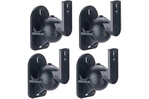 121AV Universal Wall Mount Speaker Brackets for walls, Ceiling Surround Sound Speakers bracket, Adjustable, Light weight, Capacity up to 3.5 kg, Pack of 4 (Black)