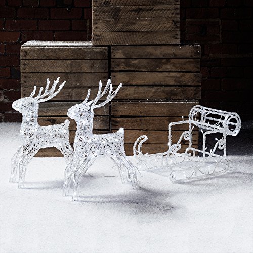 Preisvergleich Produktbild LED Acryl Figur Rentiere mit Schlitten Lights4fun