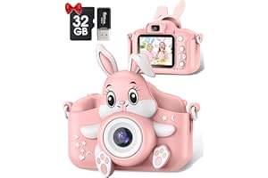 Appareil Photo Enfant, GREENKINDER 2.0 Pouces Appareils Photos Numériques pour Enfants avec 32GB SD Carte, HD 1080P Mini Caméra Enfant Rechargeable Caméscope Cadeau Jouet Filles Garçons de 3 à 12 Ans