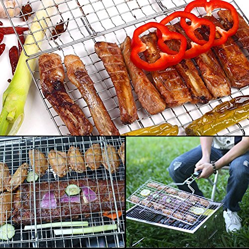 Forest Master Premium BBQ Grill-Korb aus Edelstahl mit 2 Jahren Zufriedenheitsgarantie – Grill-Wok / Grill-Pfanne / Grill-Rost / Gemüse-Schale / Gemüse-Korb / Kartoffelkorb W32*L21.5+28.5cm – Quadrat - 5
