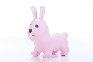 GERARDO'S Toys Jumpy Bouncy Hopper Ride on Animal Bunny Pink With Pump included for Toddlers and Kids - Bouncy Hopping Toy - Children Inflatable Jumping Ball - 12 Months+