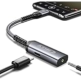 JSAUX USB C Headphone Adapter and Charging, 60W Fast Charging Type C to 3.5mm Jack Adapter 2 in 1 Audio for Samsung S21/S20/S