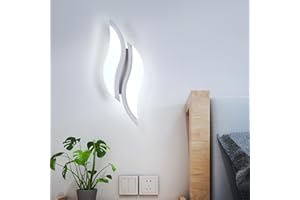 Toolight Applique Murale Intérieure 20W 2250LM, Applique Murale Chambre 6500K, Lampe Murale Moderne Acrylique pour Chambre à Coucher Salon Hall d'Entrée Escaliers, Lumière Blanche Froide