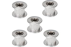 YXTAII Pack-of-5 GT2 Idler Timing Belt Pulley Synchronous Gear Aluminium Wheel for 3D Printer 20 Teeth, 5mm Bore, 10mm Width