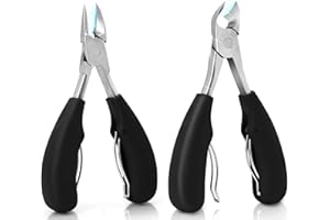 ‎I.B.N 2 Pieces Nail Clippers Head Cutter Set Precision Toenail Clippers Nail Scissors Made of Stainless Steel for Thick and Deep Ingrown Toenails and Fingernails, Black